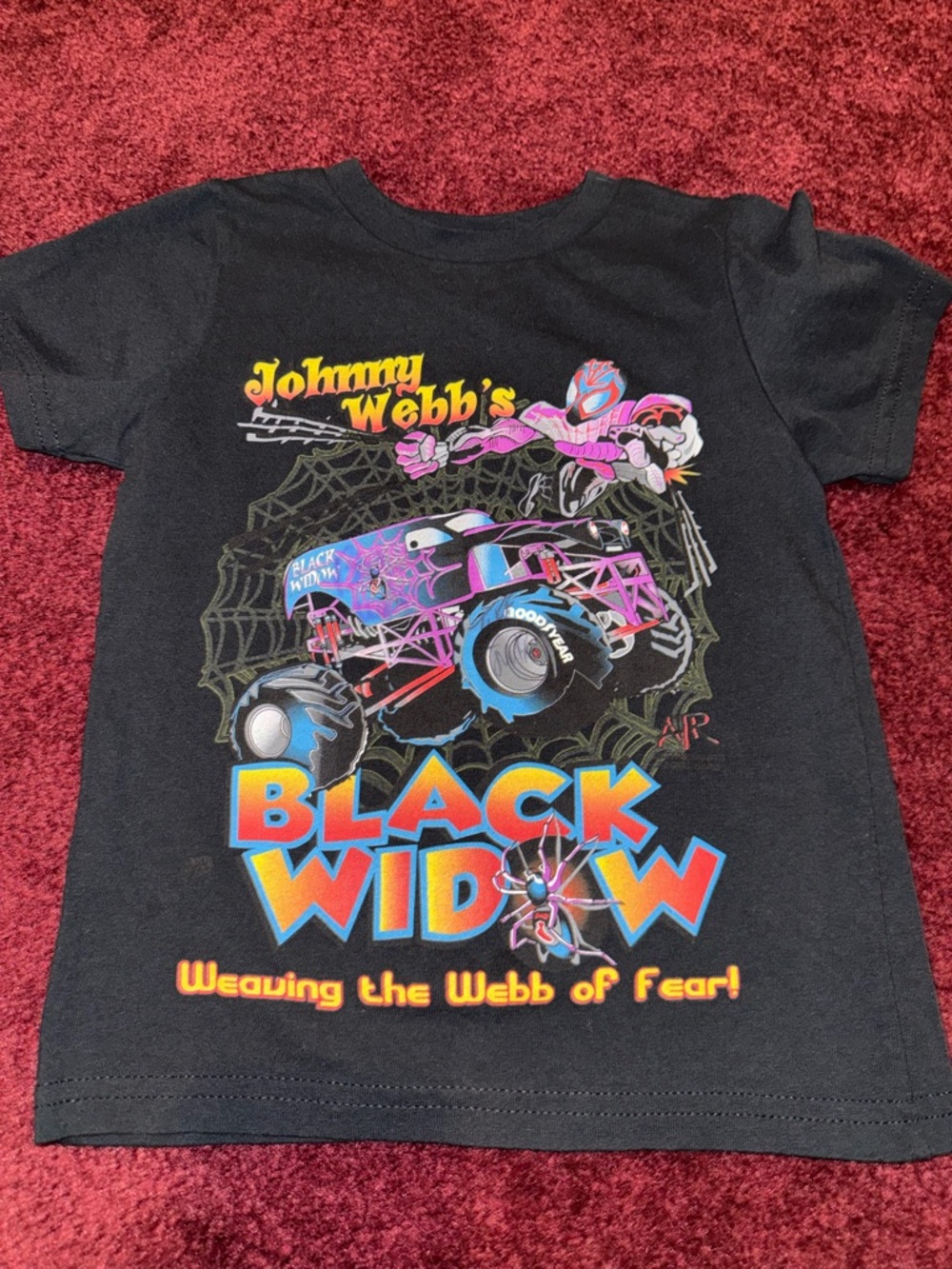 Johnny Webb Of Fear Black Widow Monster Truck Jam Shirt Black Toddler 4t
